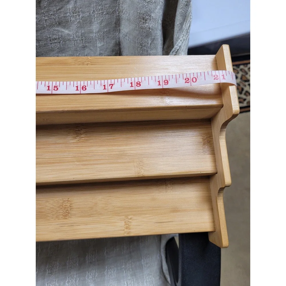 Expandable Bamboo Spice Rack 3 Tier Kitchen Cabinet Organizer Natural Wood Shelf